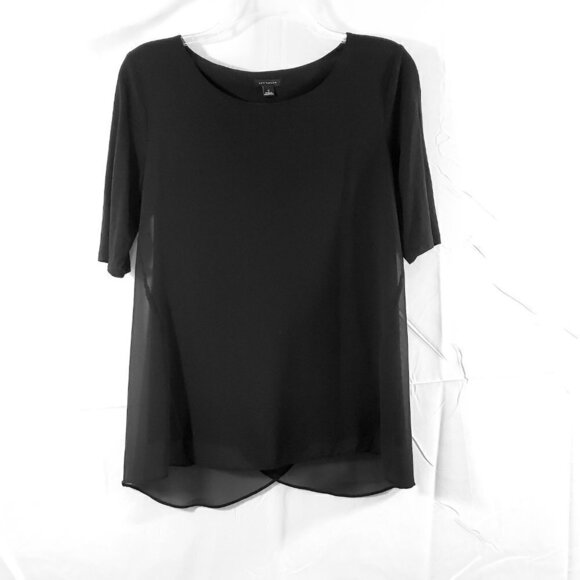 Ann Taylor Women’s Black Slip Lined Short Sleeve Split Back Blouse - Size Small - Picture 13 of 14